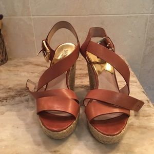 Micheal Kors wedge strappy leather sandals